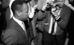 Crowd of news reporters gather as James Meredith exits room: Image 3 by Edwin E. Meek