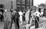 Press set up at registration outside old Gym: Image 4 by Edwin E. Meek