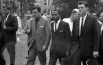 James Meredith, James McShane, and John Doar walking through campus: Image 1 by Edwin E. Meek
