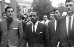 James Meredith, James McShane, and John Doar walking through campus: Image 3 by Edwin E. Meek