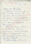 Beverly C. Fisher to Mr. Meredith (3 October 1962) by Beverly C. Fisher