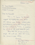 Ann-Marie Walsh to Mr. Meredith (1 October 1962) by Ann-Marie Walsh