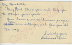 Barbara and Arrie to Mr. Meredith (28 September 1962) by Author Unknown