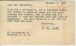 P. La Corte to Mr. Meredith (4 October 1962) by P. La Corte
