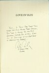 Love in Vain. Inscription. by Alan Greenberg