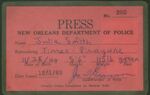 Press Identification Card, New Orleans Department of Police. Side 1. by Julie Smith