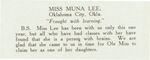 Yearbook entry for "Miss Muna Lee, Oklahoma City, Okla." by University of Mississippi.