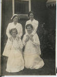 Nurses outside infirmary (Alice Stewart, back left) by Martha Alice Stewart