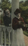 Card showing couple on a porch
