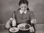 A school lunch - ideal for Lent. Judy Post heartily approves this macaroni, cheese and egg main dish served with colorful carrots and broccoli. NOTE: Meal also includes orange juice, muffin with butter (or margarine) with milk. by USDA