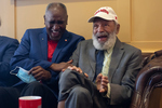 Don Cole shares a laugh with James Meredith by Ole Miss Digital Imaging Services