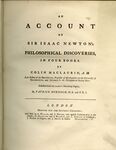 An Account of Sir Isaac Newton's Philosophical Discoveries. Title page. by Colin Maclaurin