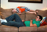 Thomas and Mike Watching a Movie at Home by Amanda Lillard