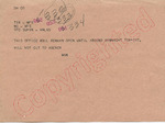 In house Western Union telegram to "TSB, WC, and TFC Supvr." 20 September 1962 by Western Union Telegraph Company