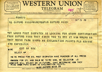 US 1915 TWO WESTERN UNION TELEGRAMS FRANKED 2c WASH PERFINS WU FLORIDA &  OHIO